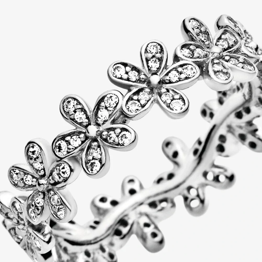 Pandora Silver Floral Eternity Ring with Clear Stones - Picture 2 of 4